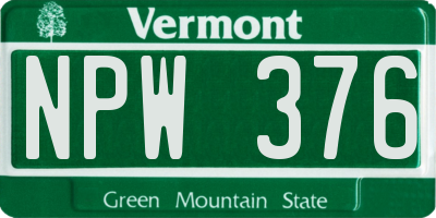 VT license plate NPW376