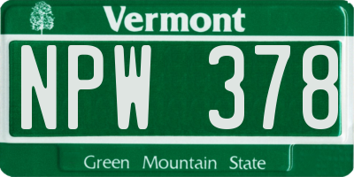 VT license plate NPW378