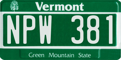VT license plate NPW381
