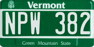 VT license plate NPW382