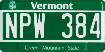 VT license plate NPW384