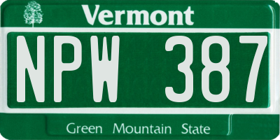 VT license plate NPW387