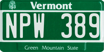 VT license plate NPW389