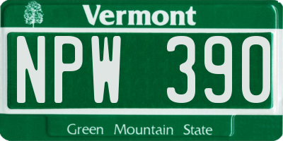 VT license plate NPW390