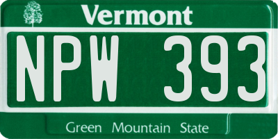 VT license plate NPW393