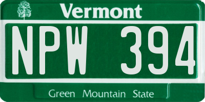 VT license plate NPW394