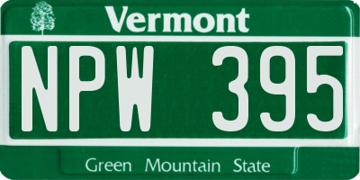 VT license plate NPW395