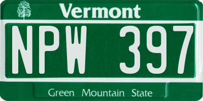 VT license plate NPW397