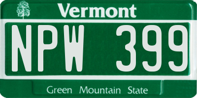 VT license plate NPW399