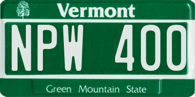 VT license plate NPW400
