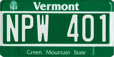 VT license plate NPW401