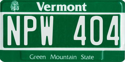 VT license plate NPW404