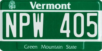 VT license plate NPW405
