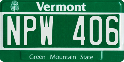 VT license plate NPW406