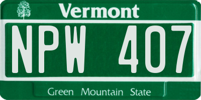 VT license plate NPW407
