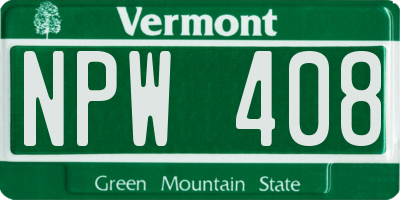 VT license plate NPW408