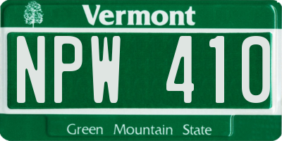VT license plate NPW410