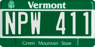 VT license plate NPW411