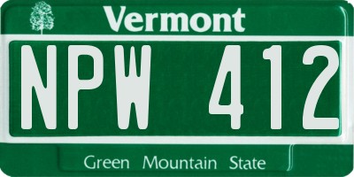 VT license plate NPW412