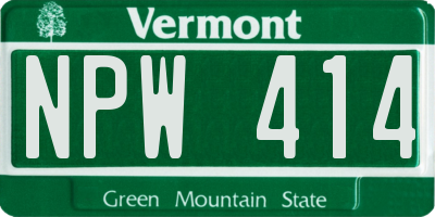VT license plate NPW414