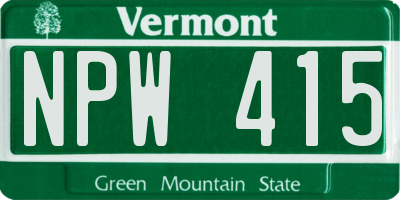 VT license plate NPW415