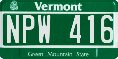 VT license plate NPW416