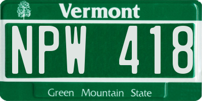 VT license plate NPW418