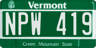 VT license plate NPW419