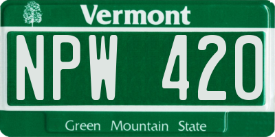 VT license plate NPW420