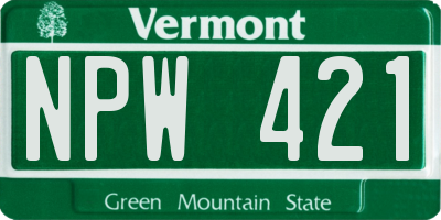 VT license plate NPW421