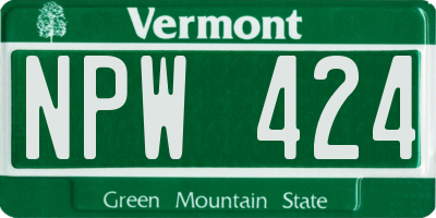 VT license plate NPW424