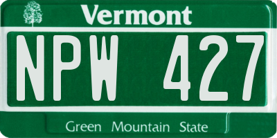 VT license plate NPW427