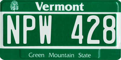 VT license plate NPW428