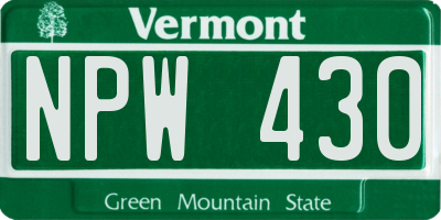 VT license plate NPW430