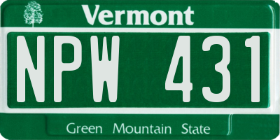 VT license plate NPW431