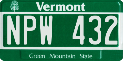 VT license plate NPW432