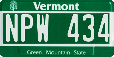 VT license plate NPW434