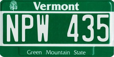 VT license plate NPW435