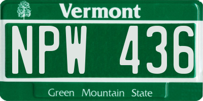 VT license plate NPW436