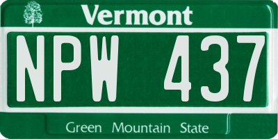 VT license plate NPW437