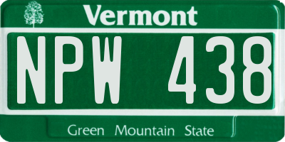 VT license plate NPW438