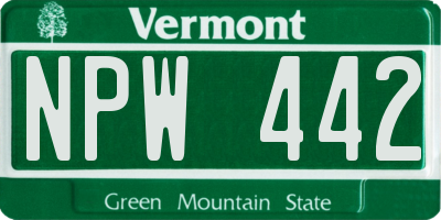 VT license plate NPW442