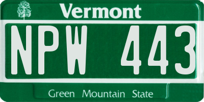 VT license plate NPW443