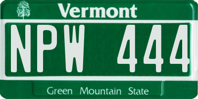 VT license plate NPW444