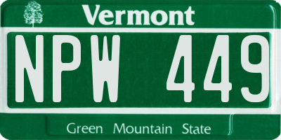 VT license plate NPW449