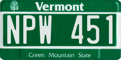 VT license plate NPW451