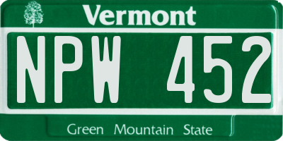 VT license plate NPW452