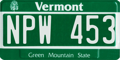 VT license plate NPW453