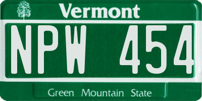 VT license plate NPW454