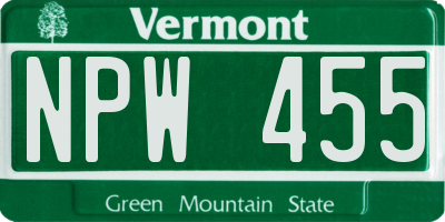 VT license plate NPW455